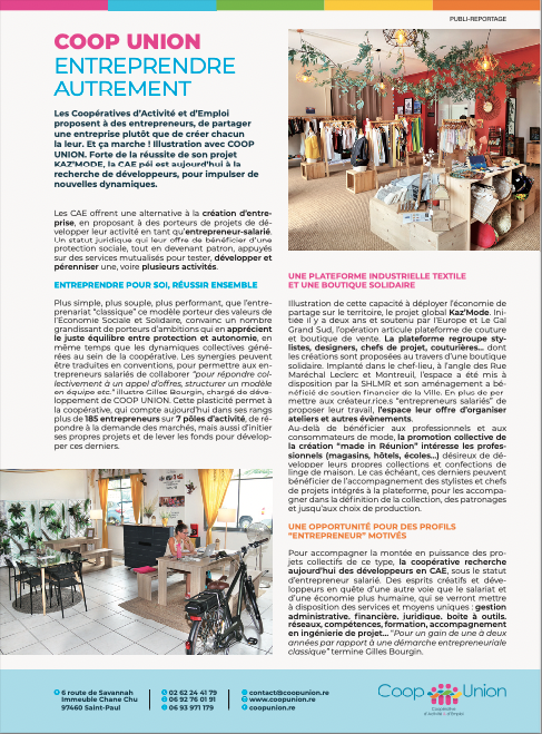 Coopérative d’Activité et d’Emploi à La Réunion (CAE). Qualiopi - CJS - CJM - forma coop